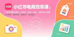 小红书电商效率课:从账号搭建到变现,以养号-选品-内容-运营为核心链路-七七项目网