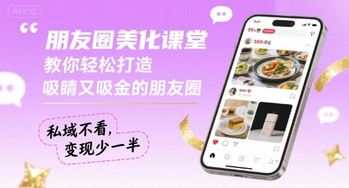 朋友圈美化课堂，教你轻松打造，吸睛又吸金的朋友圈，私域不看，变现少一半-七七项目网