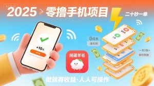 2025年零撸手机项目，二十秒一单，纯薅羊毛 一天2张+做就有-七七项目网