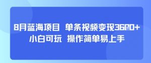 8月AI蓝海项目,单条视频变现1k+ 小白可玩 操作简单易上手-七七项目网