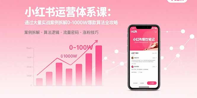小红书运营体系课：通过大量实战案例拆解0-1000W爆款算法全攻略-七七项目网