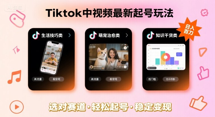 Tiktok中视频最新起号玩法，想要日入百刀，做好这几个赛道就可以了-七七项目网