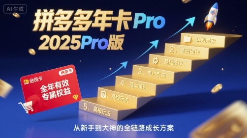 拼多多年卡2025Pro版，五大板块从认知到基础、从推广到活动、从活动到玩法-七七项目网