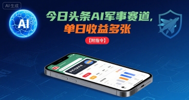 今日头条AI军事赛道，单日收益多张 ，手机可做【附指令】-七七项目网