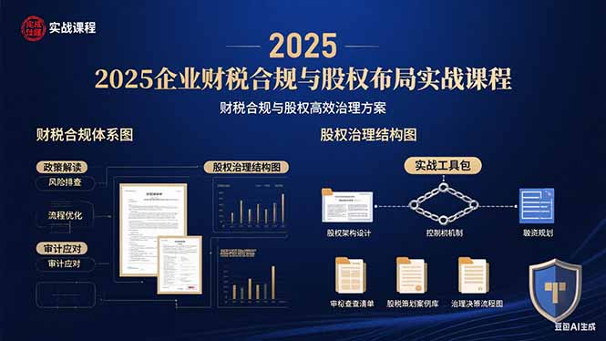 2025企业财税合规与股权布局的实战课程：财税合规与股权高效治理方案-七七项目网