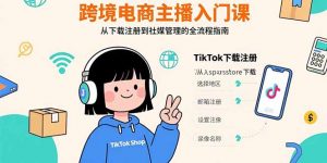 跨境电商主播入门课，TikTok下载注册，支付工具配置，社媒账号管理全流程-七七项目网