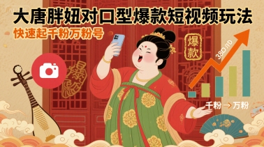大唐胖妞对口型爆款短视频玩法，快速起千粉万粉号-七七项目网
