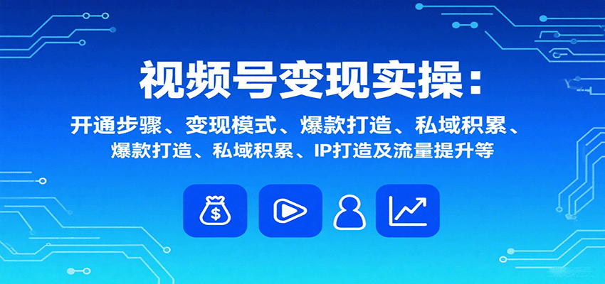 视频号变现实操，含开通步骤、变现模式、爆款打造、私域积累、IP打造及流量提升等-七七项目网