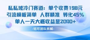私域冷门赛道单个收费198米引流模板简单人群精准 45%的转化率单人一天大概收益多张-七七项目网