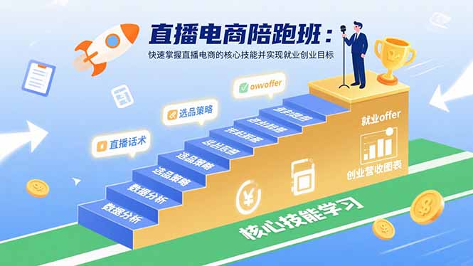 直播电商陪跑班：快速掌握直播电商的核心技能并实现就业/创业目标-七七项目网