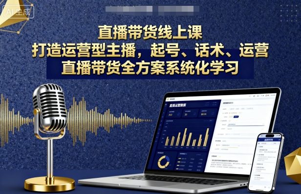 直播带货线上课，打造运营型主播，起号、话术、运营，直播带货全方案系统化学习-七七项目网