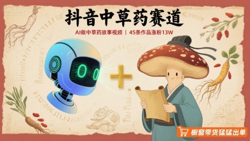 抖音中草药赛道，用AI做中草药故事视频，45条作品涨粉13W，橱窗带货猛猛出单-七七项目网