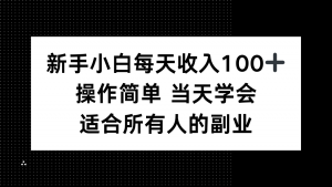 新手小白每天收入100+，操作简单 当天学会 ，适合所有人的副业-七七项目网