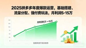 2025拼多多年度爆款运营,基础搭建、流量分配、强付费玩法,月利润5-15万-七七项目网