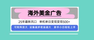 最新海外广告美金,全自动挂机,单机单日500+,可矩阵放大,新手小白轻...-七七项目网
