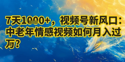 7天收益1k+，视频号新风口：中老年情感视频如何月入过W?-七七项目网