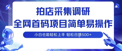 拍店采集调研，全网首码项目，简单易操作， 小白也能轻松上手，多账号操作，轻松日入5张【揭秘】-七七项目网