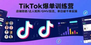 TikTok爆单训练营，店铺搭建/达人矩阵/GMV投流，单日破千单实操-七七项目网