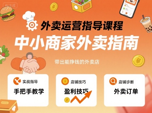 外卖运营指导课程，中小商家外卖指南，手把手带出能挣钱的外卖店-七七项目网