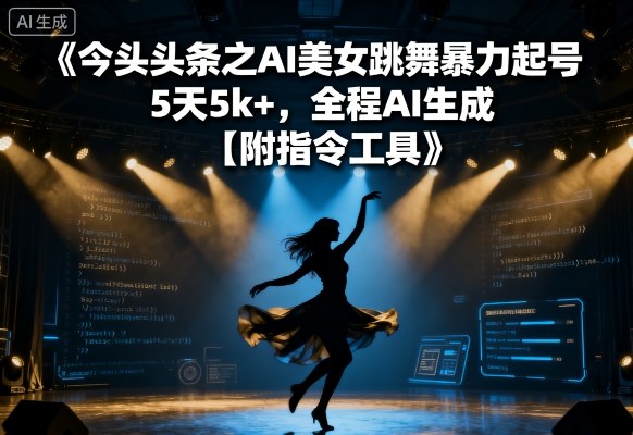今日头条之AI美女跳舞暴力起号，5天1k+，全程AI生成【附指令工具】-七七项目网