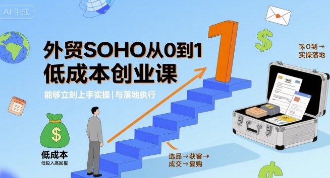 外贸SOHO从0到1低成本创业课，能够立刻上手实操与落地执行-七七项目网