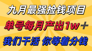 九月最强捡钱项目！ 支付宝分成代运营，我们干活，你分钱！单号月产1w+-七七项目网
