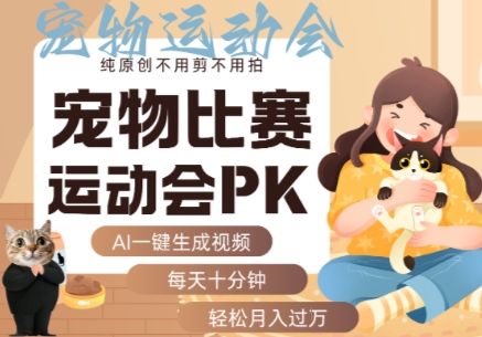 AI一键生成宠物比赛运动会PK视频，纯原创不用剪不用拍，每天十分钟，轻松月入过1W+-七七项目网