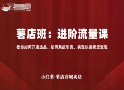 小红薯薯店商城卖货，进阶流量课，教你如何开店选品、如何系统引流，实现快速卖货变现-七七项目网