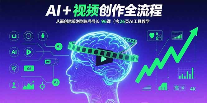 AI+短视频创作全流程：从创意策划到账号增长，96节课(含26项AI工具教学-七七项目网