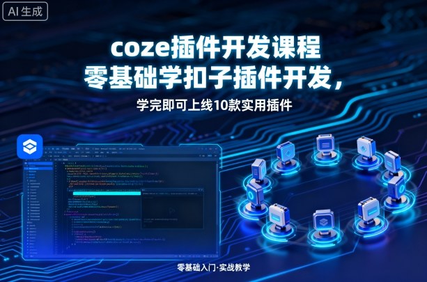 coze插件开发课程，零基础学扣子插件开发，学完即可上线10款实用插件-七七项目网