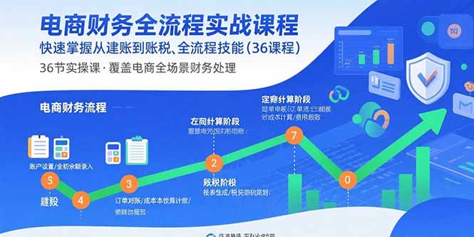 电商财务全流程实战课程：快速掌握从建账到报税的全流程技能(36节课-七七项目网