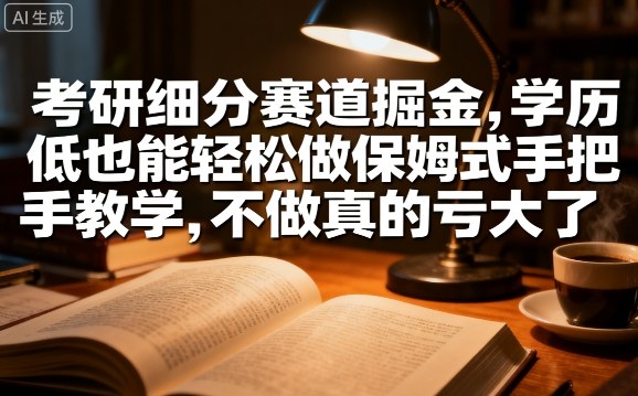 考研细分赛道掘金，日入1k+，学历低也能轻松做保姆式手把手教学，不做真的亏大了【揭秘】-七七项目网