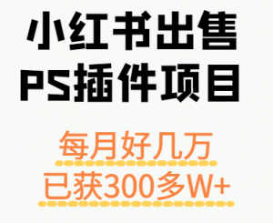 小红书出售PS插件项目，每月都收入好几万，长期操作已获利300多W+-七七项目网