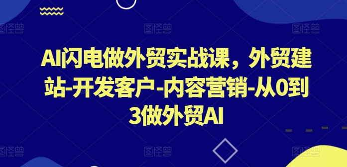 AI闪电做外贸实战课，​外贸建站-开发客户-内容营销-从0到3做外贸AI(更新)-七七项目网