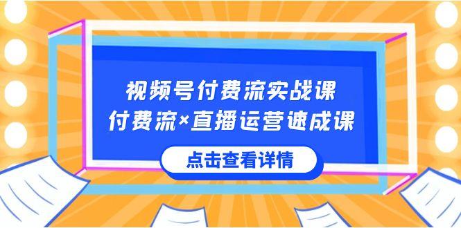 视频号付费流实战课，付费流×直播运营速成课，让你快速掌握视频号核心运营技能-七七项目网