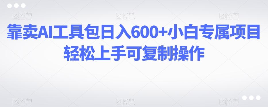 靠卖AI工具包日入600+小白专属项目轻松上手可复制操作-七七项目网