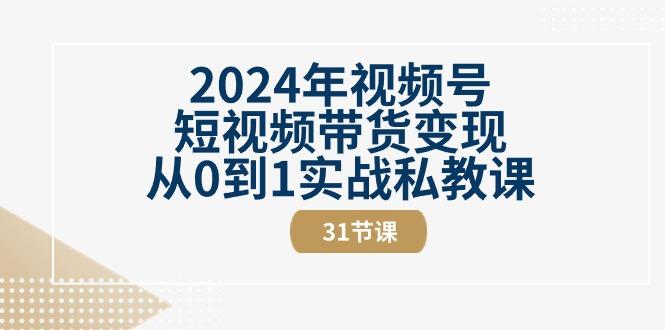 2024年视频号短视频带货变现从0到1实战私教课(30节视频课)-七七项目网