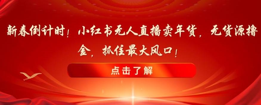 新春倒计时！小红书无人直播卖年货，无货源撸金，抓住最大风口【揭秘】-七七项目网