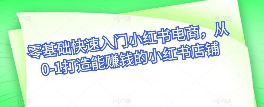零基础快速入门小红书电商，从0-1打造能赚钱的小红书店铺-七七项目网