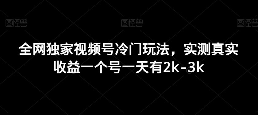 全网独家视频号冷门玩法，实测真实收益一个号一天有2k-3k-七七项目网