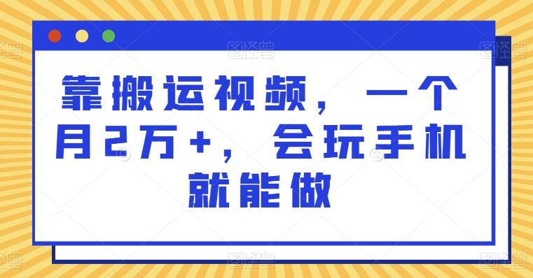 靠搬运视频，一个月2万+，会玩手机就能做-七七项目网