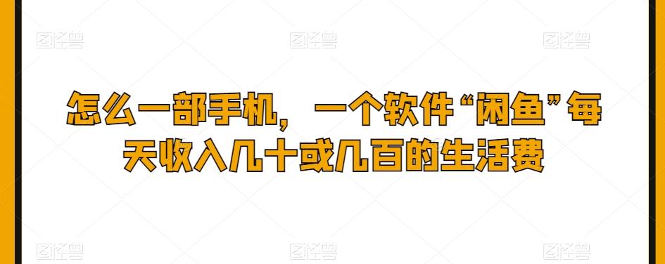 怎么一部手机，一个软件“闲鱼”每天收入几十或几百的生活费-七七项目网