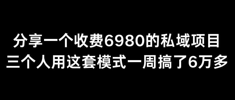 分享一个外面卖6980的私域项目三个人用这套模式一周搞了6万多【揭秘】-七七项目网