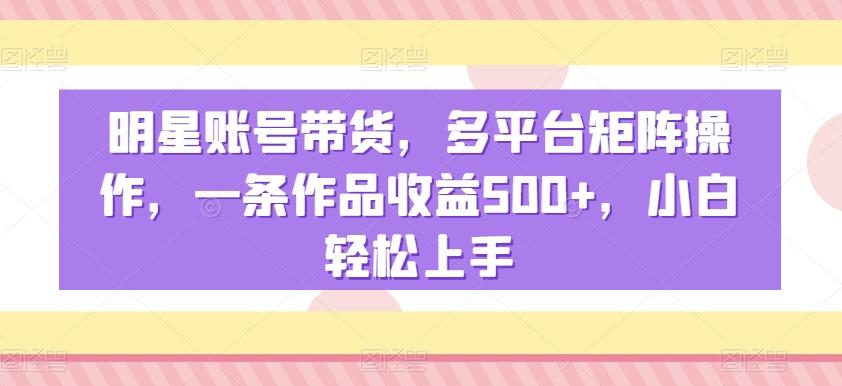明星账号带货，多平台矩阵操作，一条作品收益500+，小白轻松上手【揭秘】-七七项目网