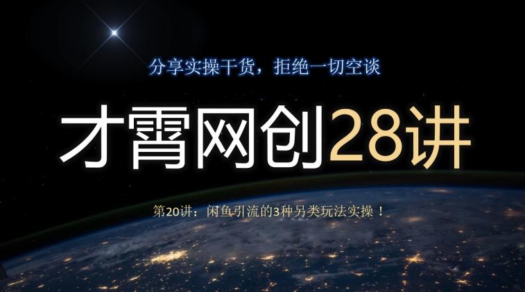 才霄网创28讲第20讲：闲鱼引流的3种另类玩法实操！-七七项目网