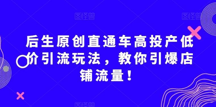 后生原创直通车高投产低价引流玩法，教你引爆店铺流量！-七七项目网