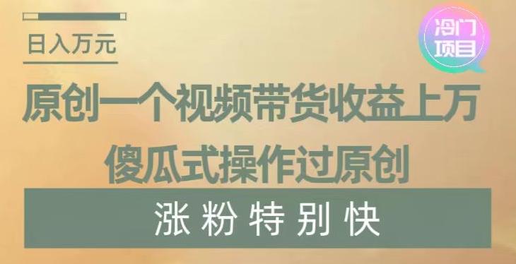 原创一个视频带货收益上万，傻瓜式操作过原创，几分钟做一个视频涨粉特别快【揭秘】-七七项目网