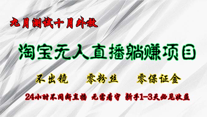 淘宝无人直播最新玩法，九月测试十月外放，不出镜零粉丝零保证金，24小…-七七项目网