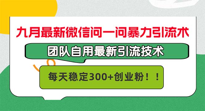 九月最新微信问一问暴力引流术，团队自用引流术，每天稳定300+创…-七七项目网