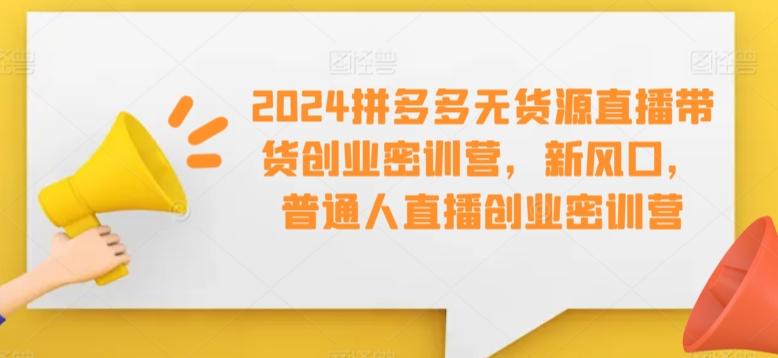 2024拼多多无货源直播带货创业密训营，新风口，普通人直播创业密训营-七七项目网